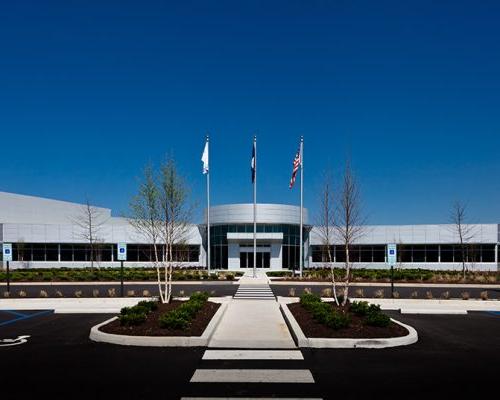 Entrance to the Rolls Royce Crosspointe Rotatives Facility taken from the parking lot.